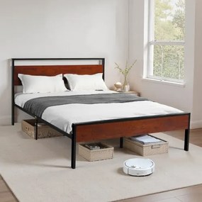 VEVOR Full Size Metal Platform Bed Frame with Headboard &amp; Under-Bed Storage 14in