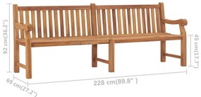 vidaXL Παγκάκι Κήπου 228 εκ. από Μασίφ Ξύλο Teak