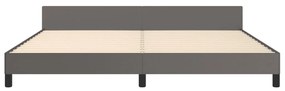 Πλαίσιο Κρεβατιού με Κεφαλάρι Γκρι 200x200 εκ. Συνθετικό Δέρμα - Γκρι