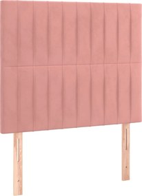 vidaXL Κρεβάτι Boxspring με Στρώμα Ροζ 80 x 200 εκ. Βελούδινο