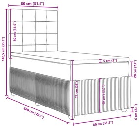 Κρεβάτι Boxspring με Στρώμα Μαύρο 80 x 200 εκ. Υφασμάτινο - Μαύρο