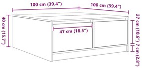 Τραπεζάκι σαλονιού με συρτάρια Γκρι Sonoma 100x100x40 εκ. - Γκρι