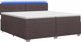 vidaXL Κρεβάτι Box Spring με Στρώμα και LED Σκούρο Καφέ 200 x 200 cm