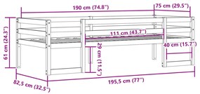 Πλαίσιο Παιδικού Κρεβατιού Καφέ 75x190 εκ. Μασίφ Ξύλο Πεύκου - Καφέ