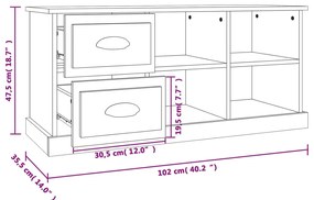 Έπιπλο Τηλεόρασης Λευκό 102x35,5x47,5 εκ. Επεξεργασμένο Ξύλο - Λευκό