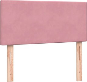 vidaXL Κρεβάτι Boxspring με Στρώμα Ροζ 80x220 εκ. Βελούδινο