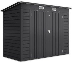 Outsunny Αποθήκη Κήπου από Χάλυβα, Αποθήκη Εργαλείων, Διπλές Πόρτες, 249Π x 121Β x 166/183Υ εκ., Γκρι