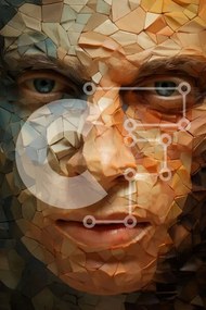 Intra Συλλεκτικό Ξύλινο Παζλ Plywood 4mm - Αφηρημένη γεωμετρική σύνθεση προσώπου Σε Ξύλινο Κουτί - Διαστάσεις Puzzle: 10x10 cm – 25 κομμάτια