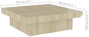 vidaXL Τραπεζάκι Σαλονιού Sonoma Δρυς 90x90x28 εκ. Μοριοσανίδα