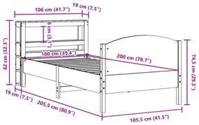 Σκελετός Κρεβ. Χωρίς Στρώμα Καφέ Κεριού 100x200 εκ Μασίφ Πεύκο - Καφέ