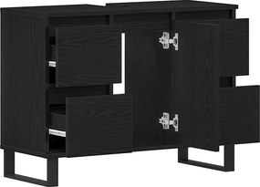 vidaXL Ντουλάπι Μπάνιου Μαύρη Οξυά 80 x 33 x 60 εκ Επεξεργασμένο ξύλο