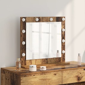vidaXL Καθρέφτης Vanity με LED Φώτα από Παλιό Ξύλο 60x55x18 εκ