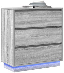 vidaXL Κομοδίνο με LED Γκρι Σονομα 71x34,5x75 εκ. Συνθετικό Ξύλο