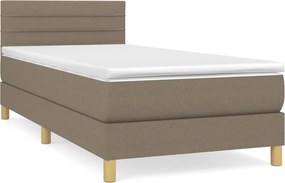 vidaXL Κρεβάτι Boxspring με Στρώμα Taupe 100 x 200 εκ. Υφασμάτινο
