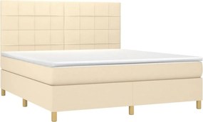 vidaXL Κρεβάτι Boxspring με Στρώμα Κρεμ 180x200 εκ. Υφασμάτινο