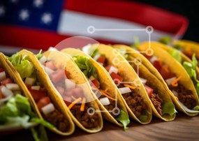 Intra Συλλεκτικό Ξύλινο Παζλ Plywood  4mm - Ποικιλία Tacos με αμερικανική σημαία στο βάθος Σε Ξύλινο Κουτί - Διαστάσεις: 10x10 cm – 25 κομμάτια
