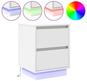vidaXL Κομοδίνο με LED Φώτα Λευκό 39x34,5x50 εκ.