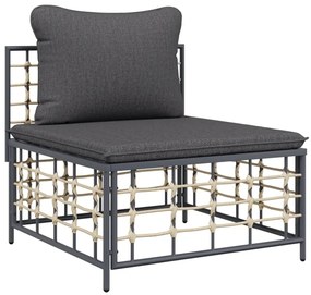 vidaXL Σαλόνι Κήπου Σετ 5 Τεμαχίων Ανθρακί Συνθετικό Ρατάν &amp; Μαξιλάρια