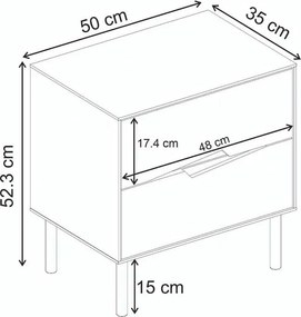 Κομοδίνο Marquise Megapap χρώμα sandstone 50x35x52,3εκ.