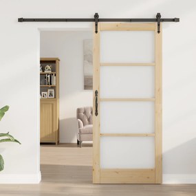 vidaXL Σετ Συρόμενης Πόρτας  με Σετ Υλικών 86x198.5 cm Συμπαγές Ξύλο Πεύκο