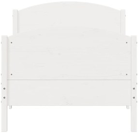 vidaXL Σκελετός Κρεβατιού Χωρίς Στρώμα Λευκό 100x200 εκ. Μασίφ Πεύκο