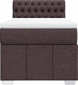 vidaXL Κρεβάτι Boxspring με Στρώμα Σκούρο Καφέ 90x200 εκ. Υφασμάτινο