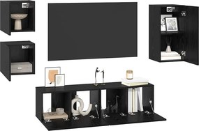 vidaXL Σετ επίπλου τηλεόρασης 5 pcs Μαύρη Οξυά Επεξεργασμένο ξύλο