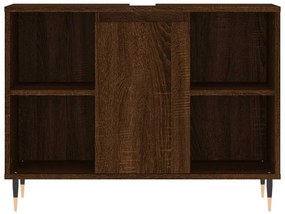 vidaXL Ντουλάπι Μπάνιου Καφέ Δρυς 80 x 33 x 60 εκ. Επεξεργασμένο Ξύλο