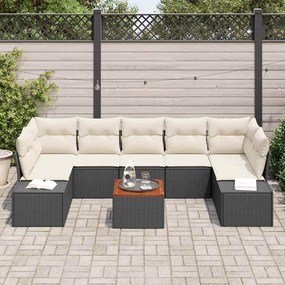 vidaXL Σετ Καναπέ Κήπου με μαξιλάρι 8 pcs Μαύρο Πολυ ράταν