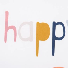 Διακοσμητικό μαξιλάρι λευκό βαμβακερό "HAPPY" 40 Χ 40 εκ.