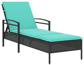 vidaXL Ξαπλώστρα με Μαξιλάρι Μαύρη 63x200x81 εκ. από Συνθετικό Ρατάν (μόνο για τις ΗΠΑ)