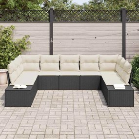 vidaXL Σετ Καναπέ Κήπου με μαξιλάρι 9 pcs Μαύρο Πολυ ράταν