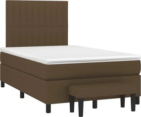 vidaXL Κρεβάτι Boxspring με Στρώμα Σκούρο Καφέ 120x190 εκ Υφασμάτινο