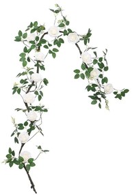 Τεχνητή Γιρλάντα Τριανταφυλλιάς 00-40007-1 240cm Green-White Marhome Συνθετικό Υλικό