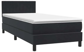 Κρεβάτι Boxspring με Στρώμα Μαύρο 90x210 εκ. Βελούδινο - Μαύρο