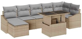 vidaXL Σετ Καναπέ Κήπου με μαξιλάρι 8 pcs μπεζ και ανοιχτό γκρι