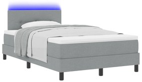 vidaXL Κρεβάτι με Υπόστρωμα & LED Ανοιχτό Γκρι 120x190 εκ. Υφασμάτινο