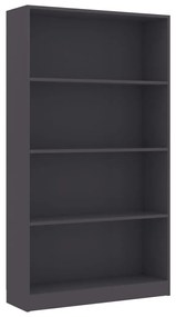 vidaXL Βιβλιοθήκη με 4 Ράφια Γκρι 80 x 24 x 142 εκ. από Μοριοσανίδα