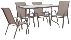 Dining set 5pcs Valor-Calan metal black-textilene brown 110x60x70cm