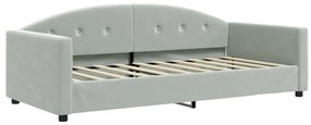 vidaXL Καναπές Κρεβάτι με Στρώμα Ανοιχτό Γκρι 90x190 εκ. Βελούδινος