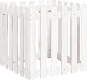 vidaXL Ζαρντινιέρα με Σχέδιο Φράχτη Λευκή 60 x 60 x 60 εκ. Μασίφ Πεύκο