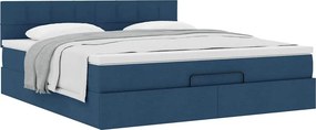 vidaXL Οθωμανικό κρεβάτι με στρώμα μπλε 160x200cm ύφασμα