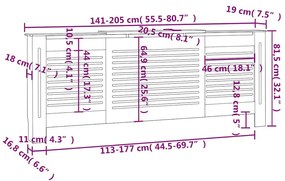 Κάλυμμα Καλοριφέρ Λευκό 205 εκ. από MDF - Λευκό