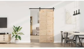 vidaXL Συρόμενη Πόρτα Καφέ 80 x 208 εκ. Μασίφ ξύλο πεύκου