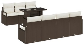 vidaXL Σετ καναπέ κήπου  8 κομμάτια με μαξιλάρια Καφέ Πολυ ρατάν