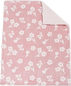 Κουβέρτα Fleece Αγκαλιάς Με Γουνάκι (75x100) Dimcol Flower Coral