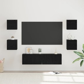 vidaXL Σετ επίπλου τηλεόρασης Επιτοίχιο 6 pcs Μαύρη δρυς
