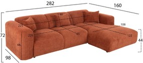 Γωνιακός Καναπές BRICKEN C3275.03R Δεξιά γωνία Κεραμιδί Ύφασμα 282x160x72Υεκ. 282x160x72 εκ.