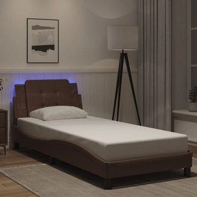 vidaXL Πλαίσιο Κρεβατιού με LED Χωρίς Στρώμα Zadar Καφέ 80x200 εκ.