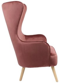 Μπερζέρα Byfon σάπιο μήλο βελούδο-πόδι rubberwood σε φυσική απόχρωση 76x83x117εκ 76x83x117 εκ.